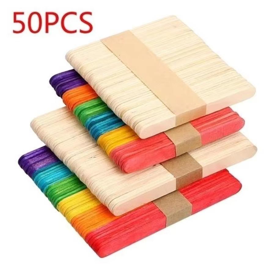 Art Craft With Ice Cream Stick - 50 قطعة من أعواد الآيس كريم