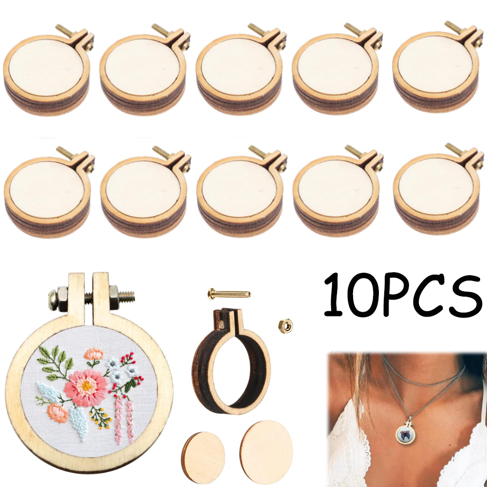 Embroidery Hoop Kit - 10 قطعة/المجموعة خشبية صغيرة التطريز هوب