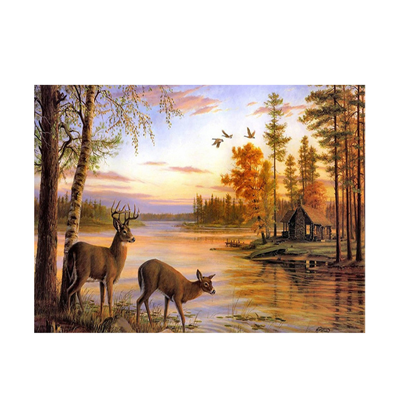 Art And Craft Autumn - طقم رسم بالألماس لغزال الغابة الخريفية،