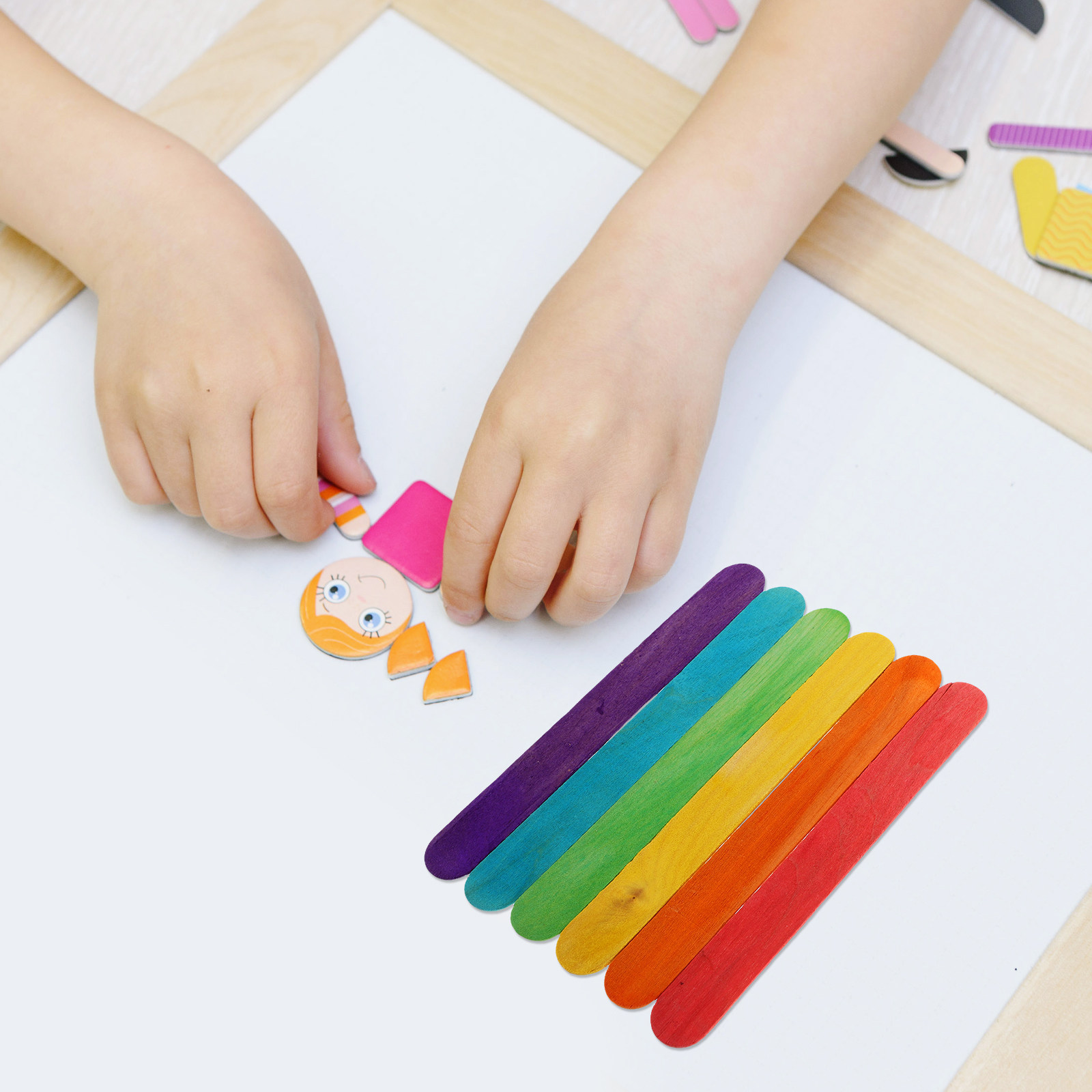 Art Craft With Ice Cream Stick - 100 قطعة من أعواد الآيس بوب