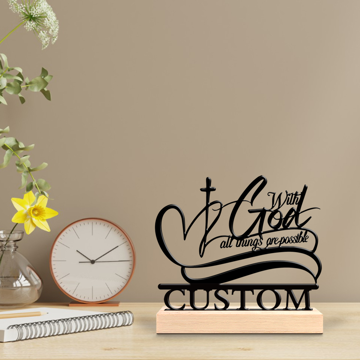Art Craft Wood - تمثال معدني إبداعي بتصميم مسيحي مع
