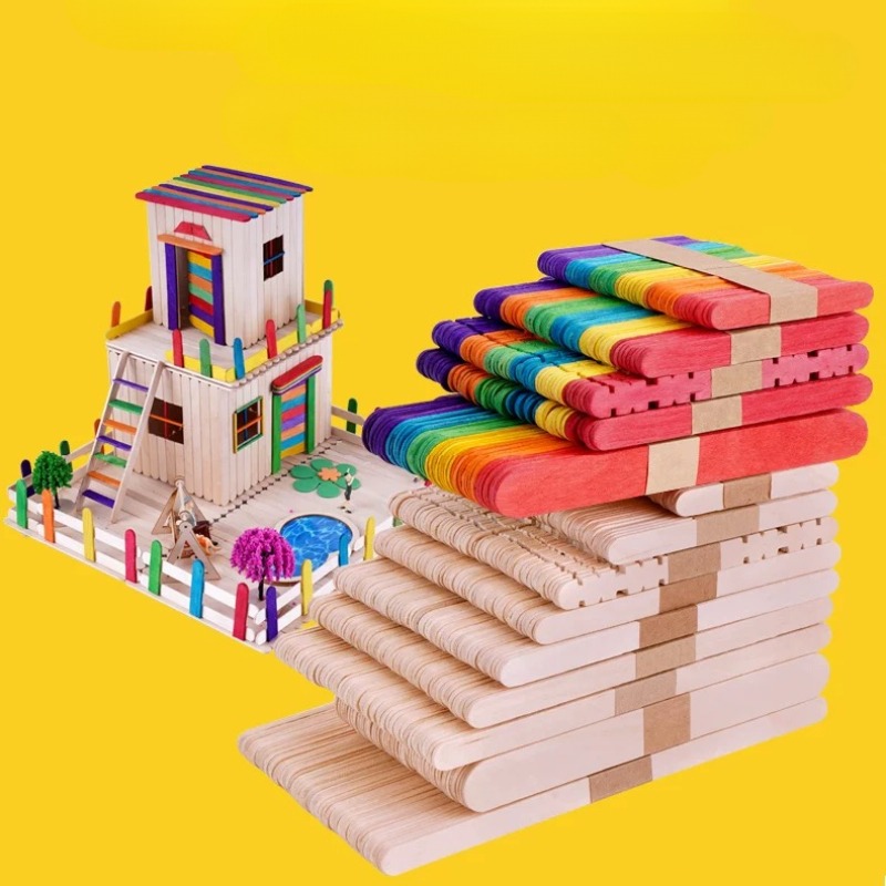 Art Craft With Ice Cream Stick - 100 قطعة من أعواد مصاصة الآيس
