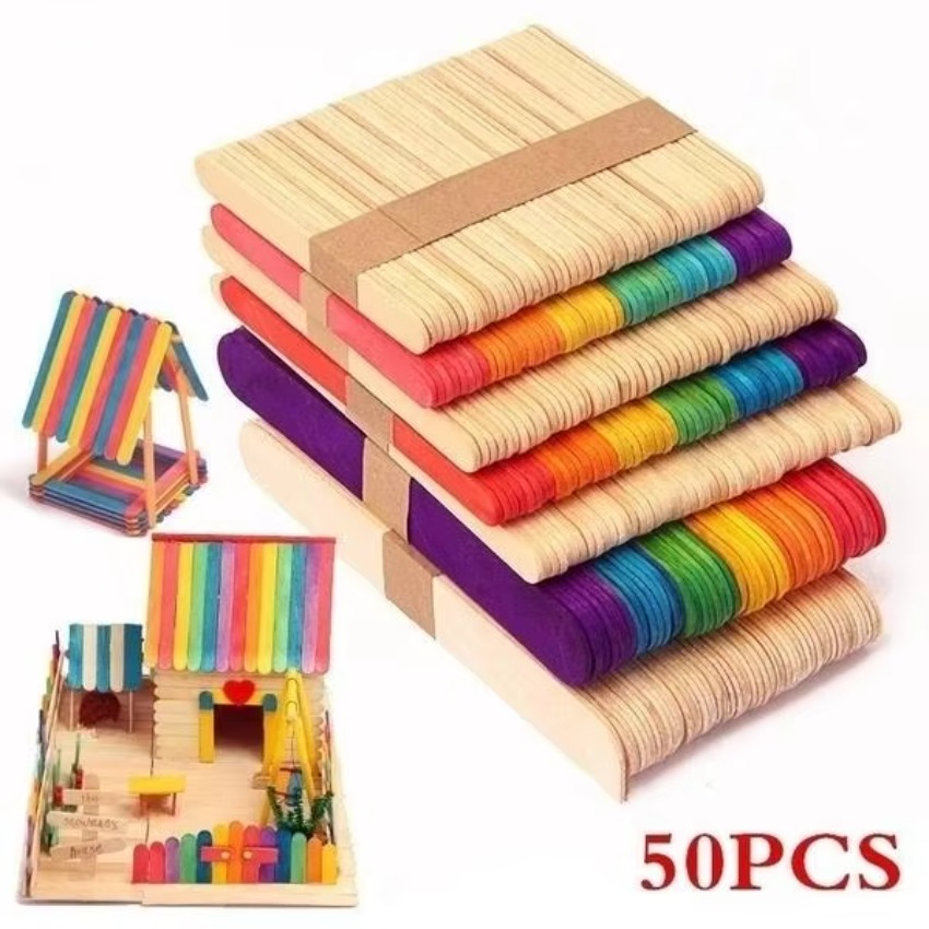 50 قطعة من أعواد الآيس كريم ال - مراجعة Art Craft With Ice Cream Stick وسعره