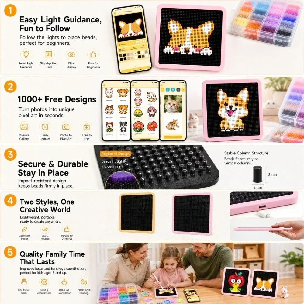 لوحة إضاءة LED ذكية بخرزات قاب - مراجعة Art Craft Material وسعره